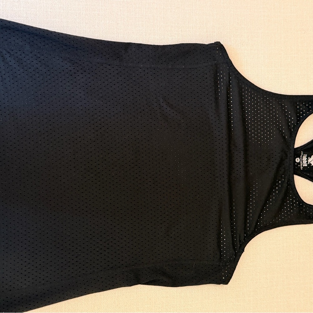 Rabbit Running Black Perforated Racerback Tank Top